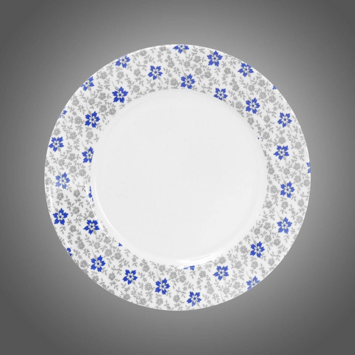 17 cm çapında melaminden üretilmiş beyaz ve desenli servis tabağı